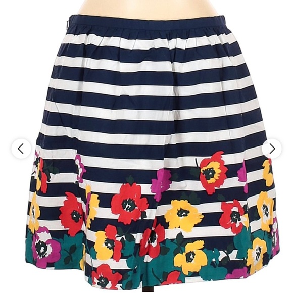 Banana Republic Women Striped Floral A-Line Skirt 4 Side Zipper Mini Lined‎ - Picture 1 of 9